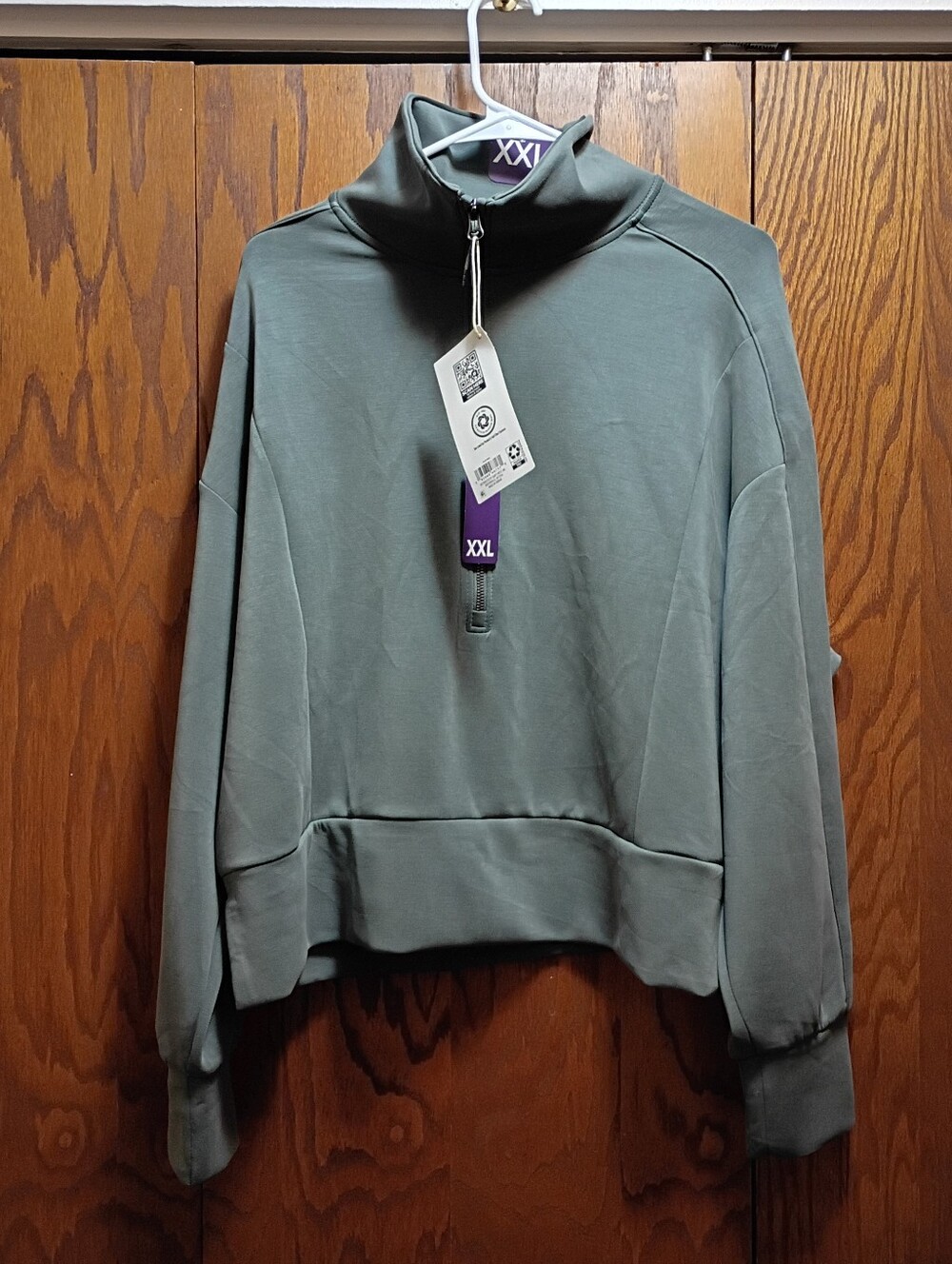 Members Mark Mock Neck Half-Zip Pullover Sweatshirt - Slate Green (XXL)